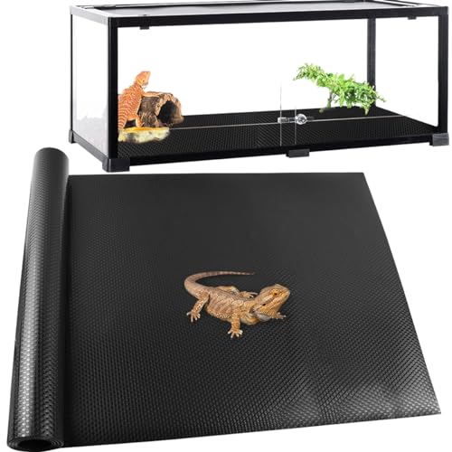 24 × 118" Large Reptile Carpet,Bearded Dragon Tank Accessories,Reptile Mat, Leopard Gecko Substrate,Bearded Dragon Tank Flooring,Snake,Tortoise Bedding(24" × 118 ", 1 PCS Black Thicker Mat) - color: Black 24"×118", size: 1 PCS