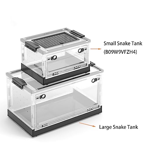 Dutiplus Large Snake Reptile Tank Amphibians Habitat Cages with Sliding Screen Top for Lizard, Gecko, Frog, Hamster Animals (21.65"x12.6"x12.2") (Black) - color: Black