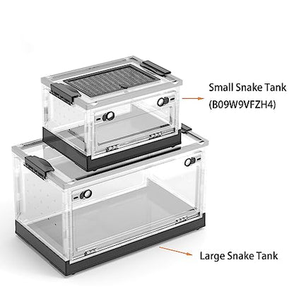 Dutiplus Large Snake Reptile Tank Amphibians Habitat Cages with Sliding Screen Top for Lizard, Gecko, Frog, Hamster Animals (21.65"x12.6"x12.2") (Black) - color: Black