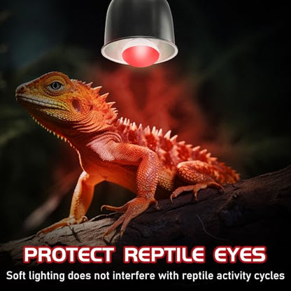 Infrared Reptile Heat Lamp, UVA Red Heat Light Bulb 25W, 2 Pack Reptile Heat Bulb, Infrared Basking Spot Light for Snake, Leopard Gecko, Turtle, Lizard - color: Red(25*2)