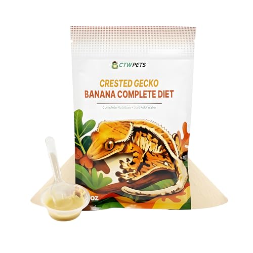 CTWPets Crested Gecko Banana Complete Diet – Premium Fruit & Protein Powder Food, Just Add Water, Complete Nutrition for Crested Geckos & Fruit-Eating Reptiles – Includes Feeding Spoon, 3 oz (3oz)