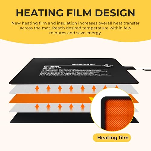6x8 Inch Reptile Heating Pad with Temperature Controller Waterproof Under Tank Adjustable Terrarium Heat Mats for Reptiles, Amphibians & Small Pets - color: Black, size: 6" x 8"(8W) with Adjust Knob