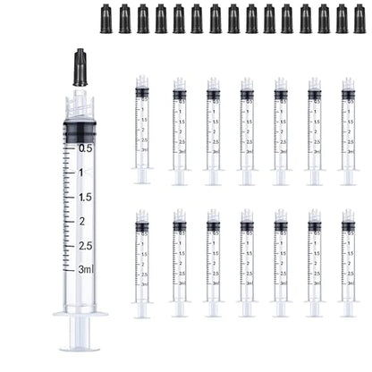 15 Pack 3 ml Syringe for Liquid Without Needle,Luer Lock Syringes with Cap, Individually Wrapped,Measurement for Scientific Labs,Measuring Liquids,Pet Feeding,Oil or Glue Applicator (B 15 Pack 3ml) Luer Lock - size: B 15 Pack 3ml
