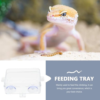 Cabilock Escape-Proof Reptile Feeding Bowls 2pcs Small Reptile Food and Water Basins with Suction Cups for Bearded Dragon, Gecko, Lizard Terrarium Supplies