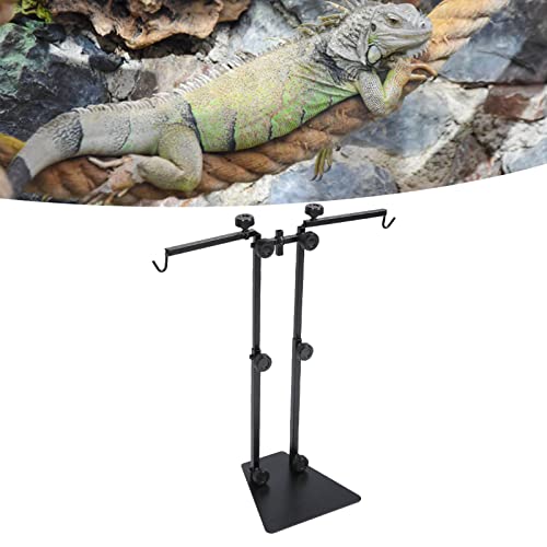 Gavigain Reptile Lamp Stand Multipurpose Double Hook Adjustable Terrarium Metal Light Stand for Reptile Terrarium Tank