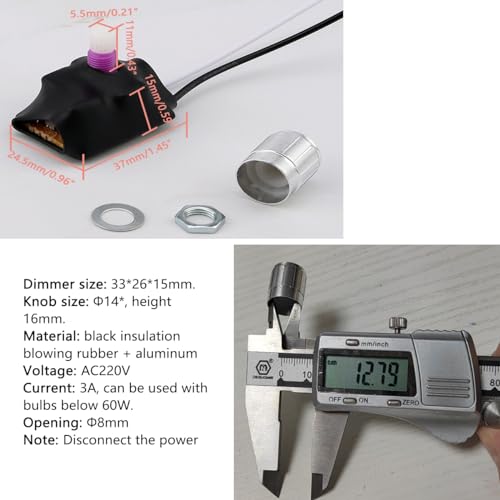 3A Dimmer Rotary Switch with Aluminum Knob for Table Lamp | Dimmer Switch