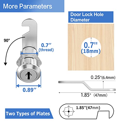 Sissinda Cam Locks Cabinet Locks Keyed Alike,1-1/8Inch Cylinder Fits on 0.9Inch Max Panel Thickness,Secure Drawer RV Camper Storage,Zinc Alloy(1-1/8Inch 5Pcs) - size: 1-1/8 Inch 5Pcs