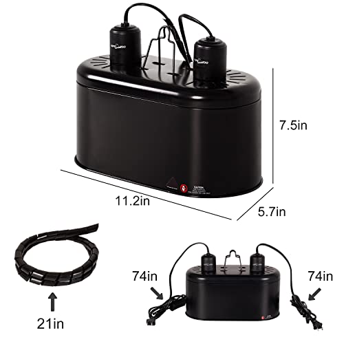 REPTI ZOO Dual Reptile Light Fixture, Reptile Heat Lamp Combo Pack Include 100W Full Spectrum UVA UVB Light Basking Spot Lamp Bulb & 100W Ceramic Heat Emitter Heating Bulb