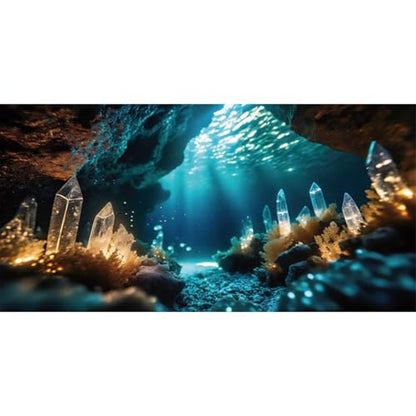 AWERT 72x16 inches Fantasy Garden Aquarium Background Under The Sea Background Sunshine Underwater Bubble Coral Rock Crystal Climbing Pet Background Decoration - size: 72x16in/180x40cm