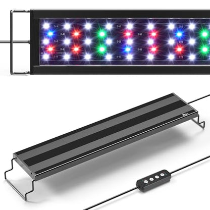 AQQA LED Aquarium Light for Plants, 24/7 Mode Full Spectrum Fish Tank Light with 3 Light Modes, Adjustable Timer/Brightness, Memory Function, Extendable Brackets for Freshwater for 12-18 Inch Tank 14W - size: For 12''-18'' Fish Tank