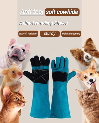 Animal Handling Gloves 17.71/23.6 Inches Multipurpose Puncture & Scratch Resistant, Bite Proof For Cat Dog Bird Falcon Livestock Snake(Green,45cm/17.71in)