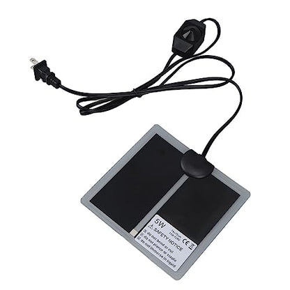 Fdit Reptile Terrarium Heat Pad, Adjustable Temperature Under Tank Heater for Snake Lizard, Watertight PET Heating Mat for Pet Warmth and Comfort (5W) - size: 5W