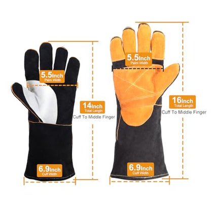 TOPDC Animal Handling Gloves, 16-Inch Bite Resistant & Scratch Proof Arm Sleeves for Dog Cat Grooming, Training, and Vet Visits (Black)