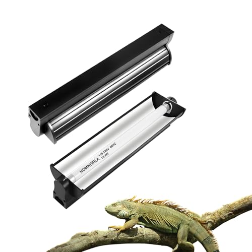 T5 10.0 UVB Reptile Light Fixture, T5 UVA UVB Light Tube Lamp Blub 8W 12" for Bearded Dragon, Tortoise,Desert Lizards,Leopard Gecko,Reptile & Amphibian Lamp - color: Black-fixture, size: T5-12"