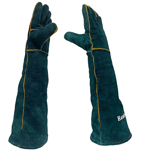 Animal Handling Gloves Bite Proof,23.7 inch Leather Bite Proof Gloves for Grabbing Reptile, Grooming, Trips to Vet. Puncture & Scratch Resistant, Bite Proof for Cat Dog Bird Falcon Livestock Snake