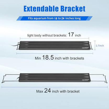 AQUANEAT LED Aquarium Light for 18 to 24 Inch Fish Tank, Auto On Off with Timer, Full Spectrum, Adjustable Brightness, Daylight Moonlight Mode, for Fresh Water Low-to-Mid Light Plants - size: 18"-24"