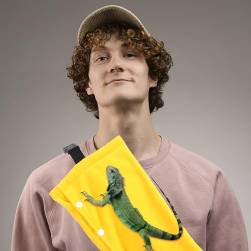 Healifty Portable Reptile Carrying Bag with Leash Adjustable Strap Small Animal Travel Carrier for Lizards Bearded Dragons and Snakes Front Chest Pack Yellow