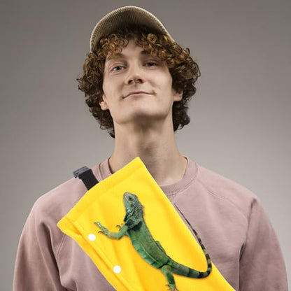 Healifty Portable Reptile Carrying Bag with Leash Adjustable Strap Small Animal Travel Carrier for Lizards Bearded Dragons and Snakes Front Chest Pack Yellow