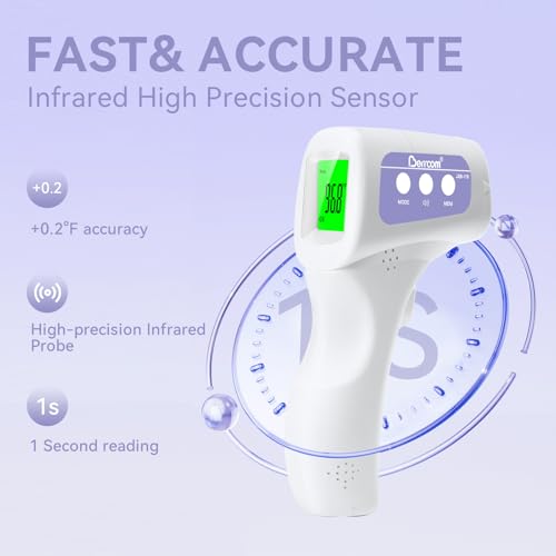 Berrcom Non-Contact Infrared Forehead Thermometer, 3-in-1 Digital Fever Check Temperature Gun for Baby Infant Kids Adults, Fast Accurate - Purple - color: purple