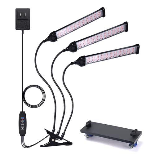 LED Grow Lights for Indoor Plants,Full Spectrum Clip Plant Growing Lamp with PVC Board for Hydroponics Plants,10-Level Dimmable,Auto On Off Timing 3 9 12Hrs(1 Pack)