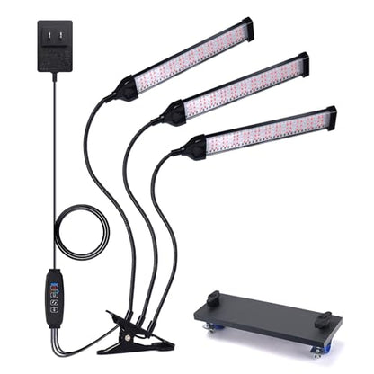 LED Grow Lights for Indoor Plants,Full Spectrum Clip Plant Growing Lamp with PVC Board for Hydroponics Plants,10-Level Dimmable,Auto On Off Timing 3 9 12Hrs(1 Pack)
