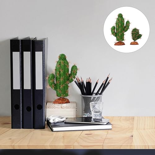 Levemolo 2 Pcs Artificial Succulent Cactus Plants for Reptile Tank Landscape Decor, Terrarium Pet Box Ornament, Sturdy Plastic Material for Habitat Decoration