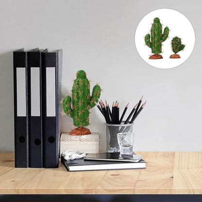 Levemolo 2 Pcs Artificial Succulent Cactus Plants for Reptile Tank Landscape Decor, Terrarium Pet Box Ornament, Sturdy Plastic Material for Habitat Decoration