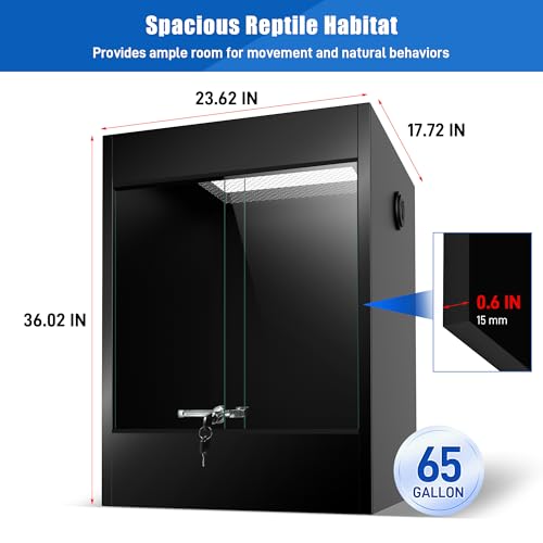 65 Gallon PVC Tall Reptile Terrarium Tank 36x23.6x17.7 Bearded Dragon Tank, Front Opening Reptile Enclosure Habitat with Tempered Glass & Sliding Door for Leopard Geckos, Snakes, Ball Pythons, Lizards - size: 65Gallon