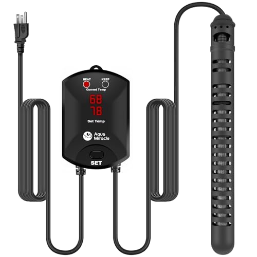 AquaMiracle Aquarium Heater Fish Tank Heater 300W with Dry-Run/Overheating Protection and Memory Function, External Thermostat with LED Digital Display, for Tanks 40-75 Gallons