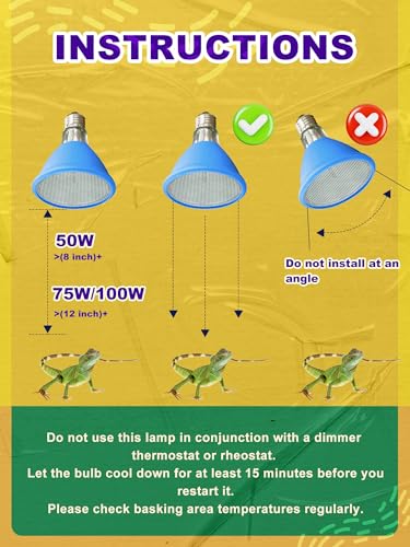 Heat Lamp Bulb, Infrared Heat Bulb, 75 Watts | Non-Luminous, Self-Ballasted, Deep Dome Fixture, 24 Hour Heat Source for Reptiles and Amphibians