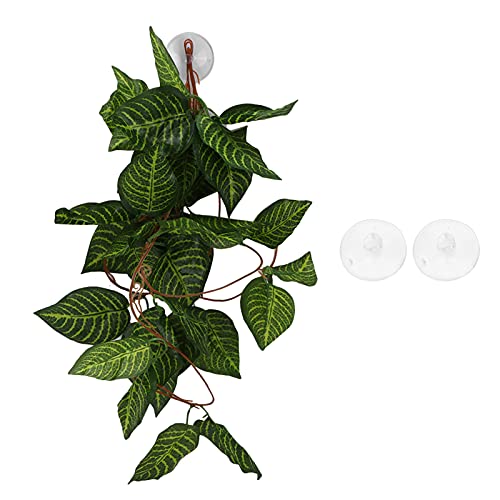 Wnvivi Reptile Simulation Plant,Artificial Vines Plants Reptile Terrarium Decoration,Simulated Fake Leaves with Suction Cup for Reptile Habitat Decor(A5) - color: A5