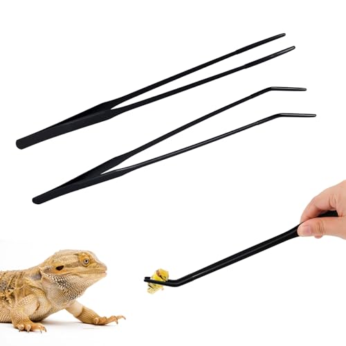 2pcs Reptile Feeding Tongs, Reptile Feeding Long Tweezers Stainless Steel Extra Snake Tongs for Snake Tortoise Lizard Frog Spider