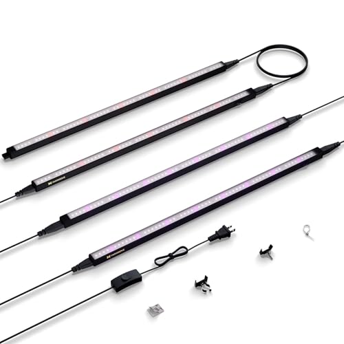 Maygrove Grow Lights for Indoor Plants, Tunable Spectrum 2FT LED Growing Lamp 28W (4 x 15W), T5 Grow Light Strip for Seed Starting, Vegetables, Linkable, Black, 4-Pack - color: Red+Purple, size: 2ft-black Cover