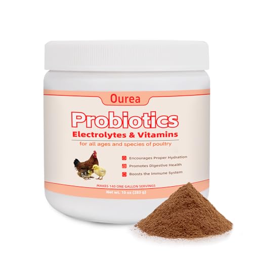 Chicken Electrolyte, Vitamin & Probiotic Supplement - Support Hydration Digestion Immunity Egg Production – Poultry Supplement for Chickens, Ducks, and All Ages of Birds – All-Season Use,10oz Powder