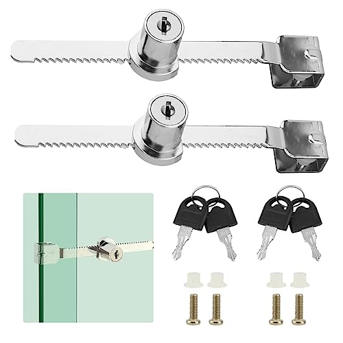 2 Pack Sliding Glass Door with Key,Ratchet Lock with Chrome Finish,Display Case Locks Showcase Lock,Security Showcase Display Door Lock with Key,Cabinet Doors Lock,Keyed Alike