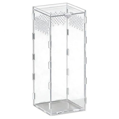  Acrylic Reptile Terrarium,Escape Proof Reptile Tank,Transparent Habitat with Ventilation Holes,for Tarantulas,Spiders,Lizards,Frogs - Easy Snap Assembly,Easy to Clean & Observe(25 * 15 * 15cm)