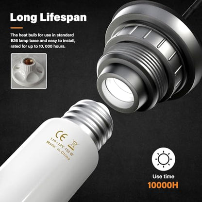 YSSOA 150W Ceramic Heat Emitter, Reptile Heat Bulbs, Ceramic Heat Lamp for Reptiles, Amphibian, Chicken, Dog, Cat, 1 Pack, White - color: 1 Pcs (White), size: 150 Watts