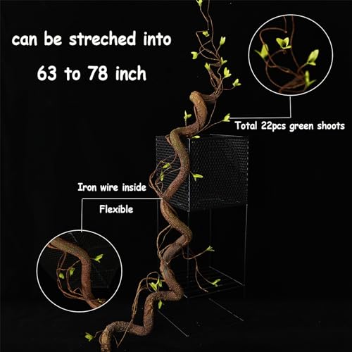 Bendable 63in Artificial Tree Twigs Cane Wood Vine Branches Fake Plants Trunk Garland with Leaves for Home Wedding Garden Wall Hanging Mantel Christmas Thanksgiving Day Decoration