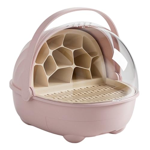 Silkworm Breeding Box Transparent Small Animal Feeding Container Removable Habitat Cage Portable Reptile Carrier with PP Material for Turtle Frog Snak, Pink - color: Pink