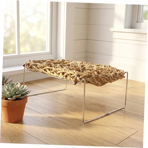 Outanaya Bearded Dragon Sleeping Bed and Lizard Hammock Sofa, Rectangle Seagrass Basking Platform with Comfortable Breathable Design for Reptile Habitat and Tank Use, Suitable for Leopard