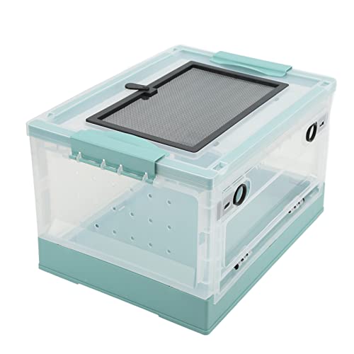 Reptiles Terrarium Ventilated Foldable Reptile Feeding Tank, Plastic Folding Habitat with Mesh Top and Front Door Lock, for Lizard Tortoise Frogs with Detachable