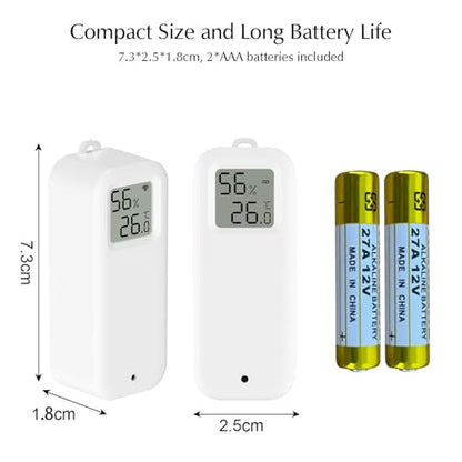 Room Thermometer Indoor, WiFi Humidity Meter with Smart Alert, Data Storage and Calibration, Temperature and Humidity Monitor for Baby Room, Greenhouse, White 2 Pack with Screen - size: Double, style: Minimalist