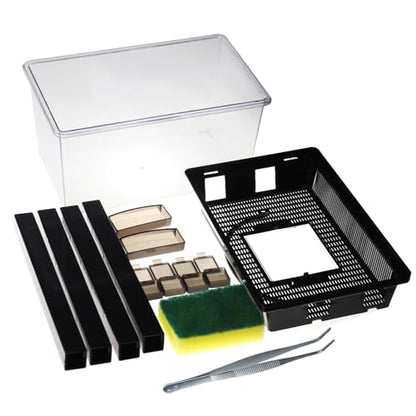 Reptile Cricket Keeper, Transparency Cricket Pen with Tubes, Insect Keeper with Water & Food Bowls for Bearded Dragon Gecko Lizards Chameleon Snake