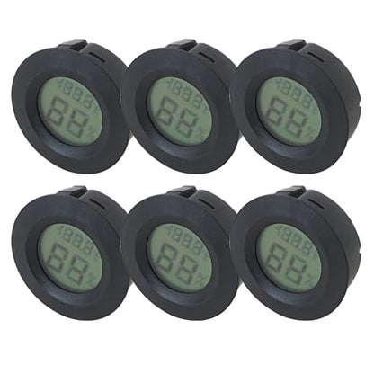 6-Pack Digital Hygrometer Thermometer Set, Mini Humidity Temperature Monitor for Reptile Terrariums and for Greenhouses