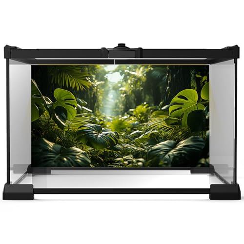 Aquarium Background Tropical Forest Terrarium Backdrop Nature Jungle Green Leaf Palms Background Green Leaf Palms Fish Tank Background Reptile Habitat Backdrop Tank Wallpaper Poster Vinyl 24x12in - color: Palm Green, size: 24(W)x12(H)inches/ 60(W)*30cm(H)