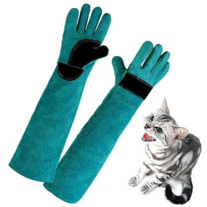 Compatible for Multi-Function Ultra Long Leather Anti-Bite Safety Gloves Protective for Pet & Reptile Handling - color: 45cm