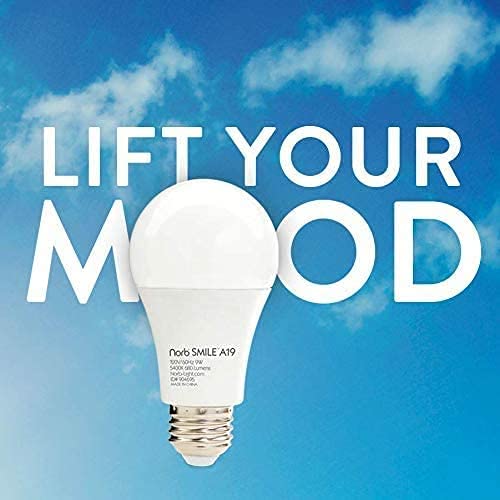 Norb NorbSMILE Full Spectrum Light Bulb | A19 LED Bulb & 11W 800 Lumens | 5000K Daylight White, CRI 96/97 & Dimmable E26 Base | Boosts Energy, Mood & Supports Circadian Rhythm | US Patented - style: Smile 11W (1 Pack)