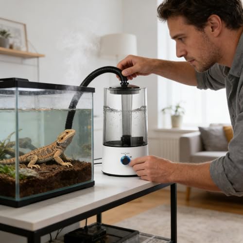 2026 Reptile Humidifier & Fogger 4L Large Capacity Tank Cool Mist Maker with Adjustable Hose, Auto Shut-Off for Terrarium Geckos Snakes Turtles Lizards Frogs (White)