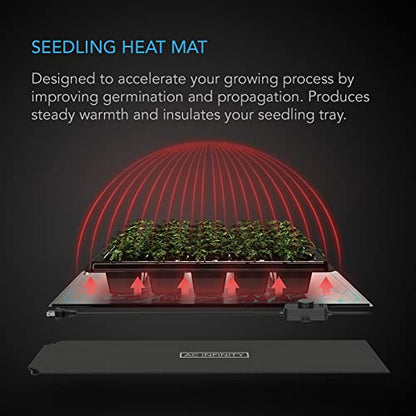 AC Infinity SUNCORE S3, Waterproof Seedling Mat with Heat Controller 10" x 20.75", UL & MET Certified Heating Pad, for Indoor Gardening, Hydroponics, Germination, Cloning