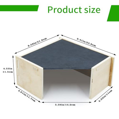 2-in-1 Bearded Dragon Basking Platform with Hideout, Slate Rocks for Reptiles with Base, Leopard Gecko Hides and Caves, Reptile Tank Accessories for Bearded Dragons, Geckos, Ball Pythons, Tortoise